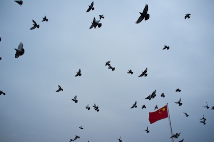Doves released over the Nanjing Massacre Memorial during the 75th anniversary of the Rape of Nanjing. (WNV / Brady Ng)