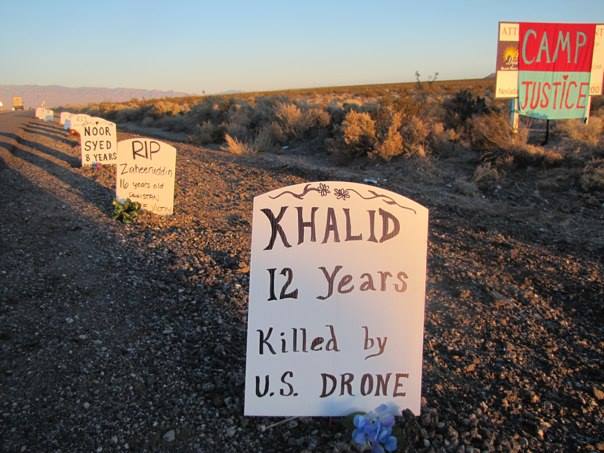 The Drone Victim Memorial along U.S. Highway 95 leading to Creech Air Force Base. (Facebook/Margeaux Süreyya Temeltaş)