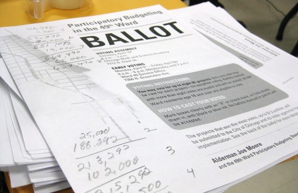 An example of a participatory budgeting ballot from 2010 used in Chicago's 49th Ward. The area was the first in the U.S. to adopt the process. (Participatory Budgeting Project)