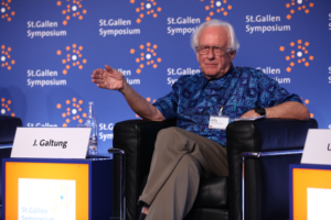 Johan Galtung at a symposium