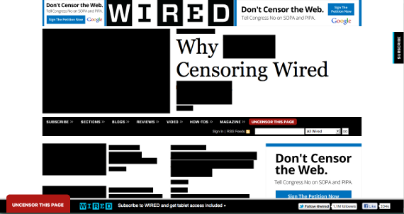 Wired magazine's website on January 18, 2012.