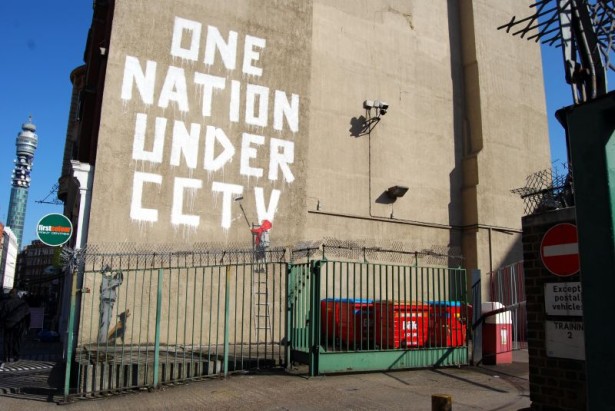 Graffiti by Banksy in Central London. (Wikipedia)