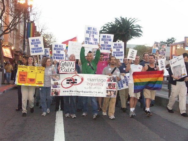 Activists rally in support on marriage equality in San Francisco in 2004. (Flickr/AJ Alfieri-Crispin)