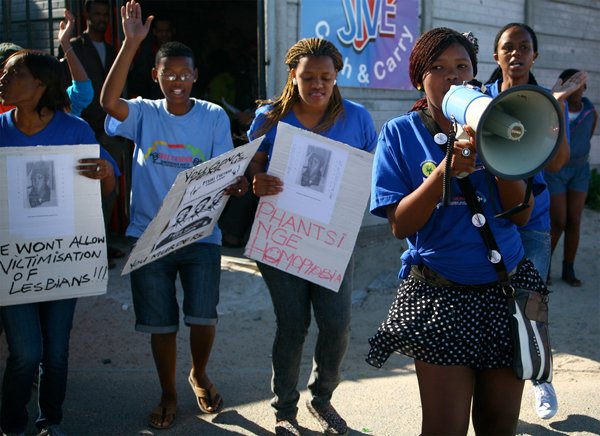 A march against lesbian hate crimes in Cape Town in January. (WNV / Ray Mwareya-Mhondera)