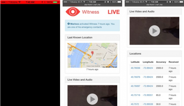 Witness app screenshot (TechCrunch)