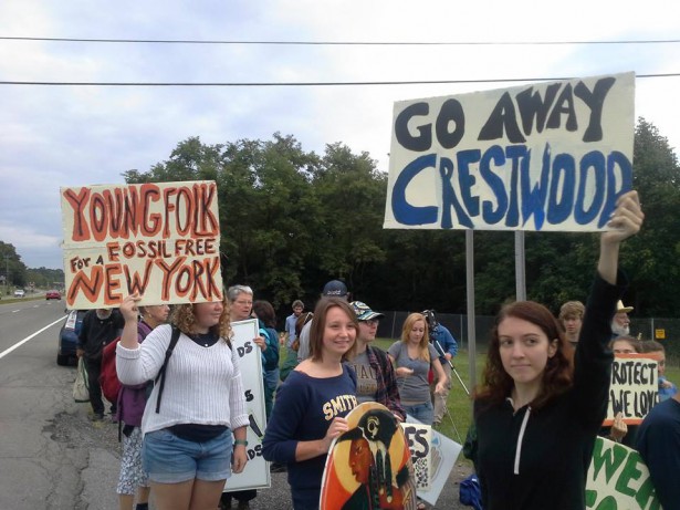 Protesters gathered outside Crestwood's gates on Wednesday. (Facebook / We Are Seneca Lake)