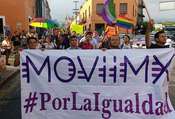 After the national meeting of LGBT activists in Mexico ended, participants marched through the streets of Cuernavaca on August 27. (Facebook/MOViiMX)