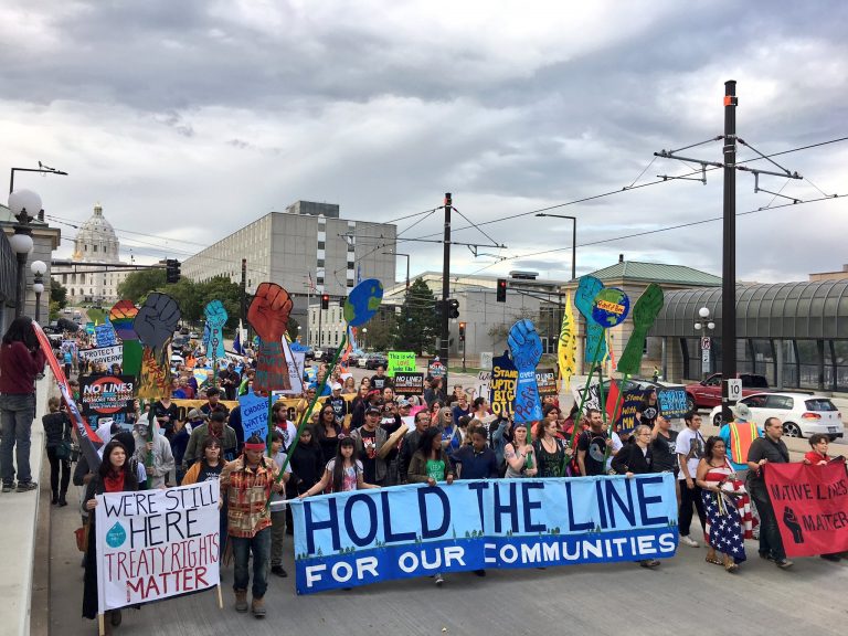 Minnesotans rally to 'Hold the Line' against Enbridge pipeline project