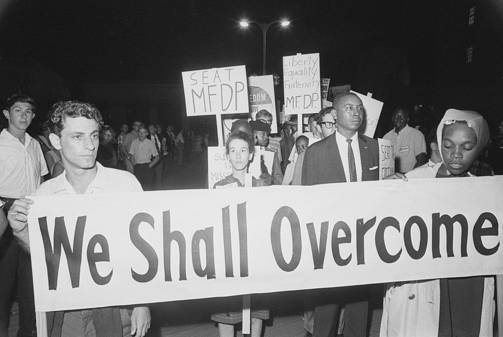 Civil rights demonstrators stage a protest at the 1964 Democratic National Convention in New Jersey.