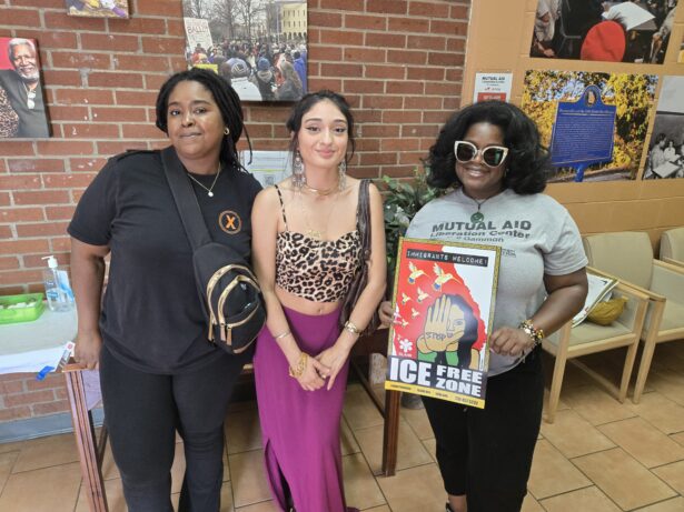 Project South organizers participate in a canvassing day to build the Sanctuary Zone network across Atlanta to protect people from ICE and police violence.