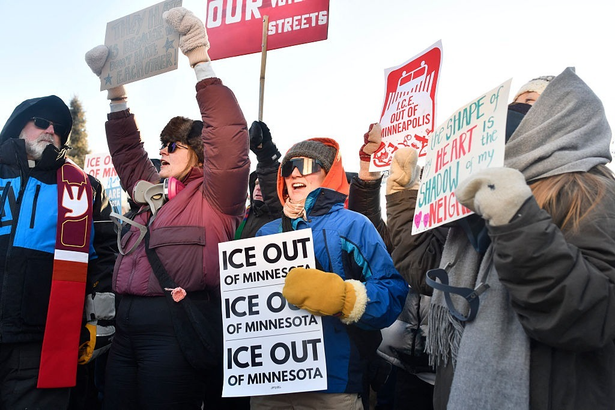 Protesters convene on an ICE facility on Jan. 30 in Minneapolis