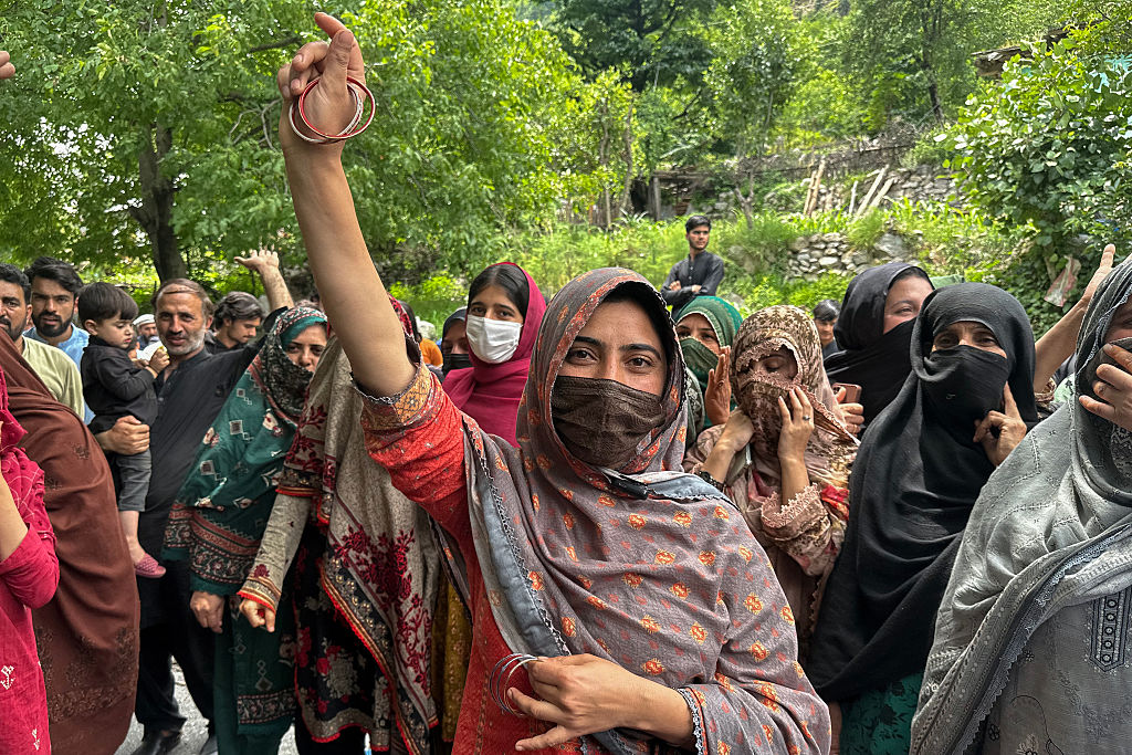 Women in Pakistan-administered Kashmir protest against state repression and violence on June 18, 2026.